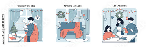 Cozy Holiday Preparations and Crafting Vector Illustration