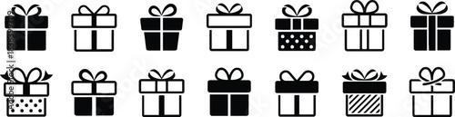 box, collection, flat, simple, each, icons, error, gift, christmas, failed, occasion, background, symbol, icon, decorative, displayed, ribbons, twelve, bow, design, miscellaneous, illustration