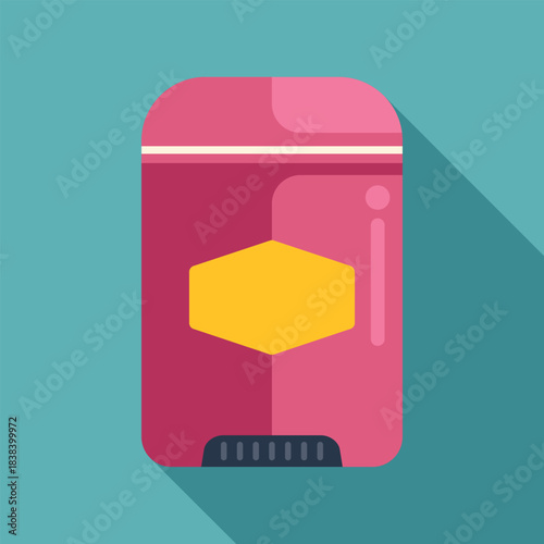 Pink deodorant stick portraying personal care and hygiene products in a flat design style
