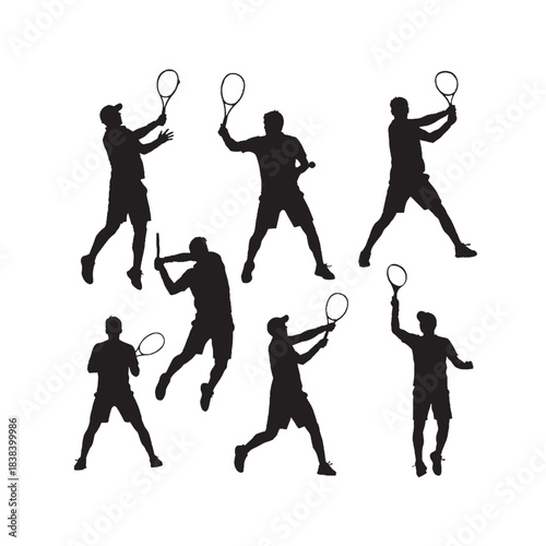 Tennis Player Silhouettes Collection,Tennis Players Silhouettes,Vector Tennis Player Silhouettes,Sport Tennis Silhouettes,tennis player vector