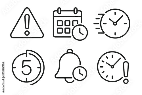 Time management icons: alert, calendar, fast, countdown, reminder, deadline