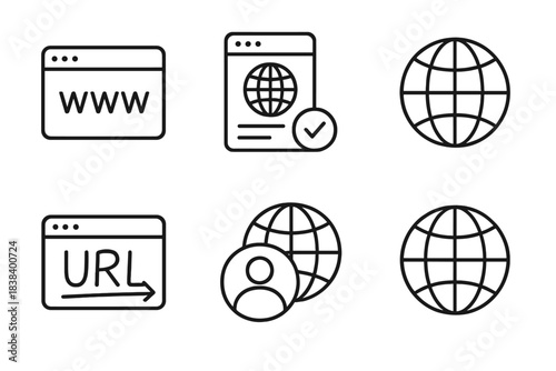Web browser icons: www, url, user, and globe symbols