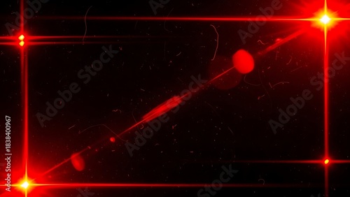 Stunning vibrant red lens flare overlay creates dynamic cinematic light leak effect perfect for dramatic backgrounds