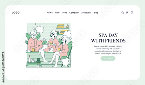Friends Enjoying Spa Day Vector Illustration