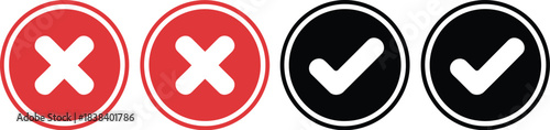 Cross and Tick Mark Icons Representing Incorrect and Correct Choices