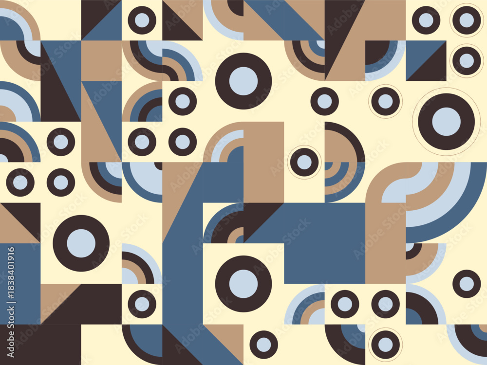 Obraz premium Retro Geometric Pattern with Circles and Squares Abstract Background