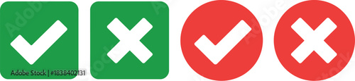 Checkmarks and Crosses Icons Representing True and False, Yes and No, Correct and Incorrect Choices