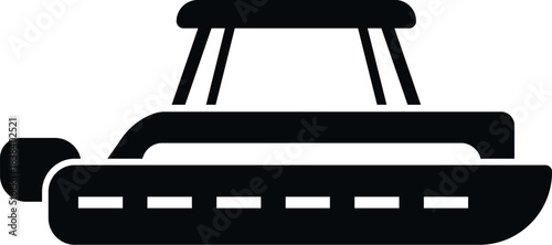 Motorboat silhouette icon representing marine transport and leisure activity on water