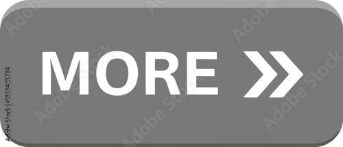 Modern gray 'more' button with arrow icon symbol for web design and user interface elements vector