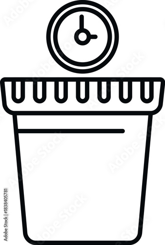 Medical container with a clock icon representing a timely sample analysis