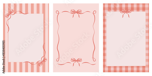 A set of vintage romantic frames in the form of fancy lines, bows, and ribbons. Elegant vector frames for the holiday. Perfect for invitations and wedding cards.