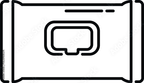 Wet wipes pack represented as a line icon for cleaning and hygiene