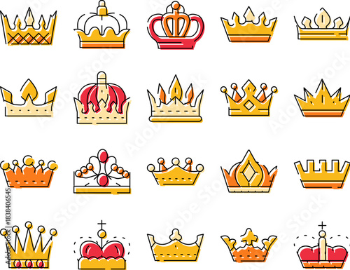 Crowns icons set representing royalty and success concept
