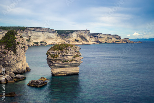 Coastal Rock Formations and Turquoise Water in Bonifacio, Corsica