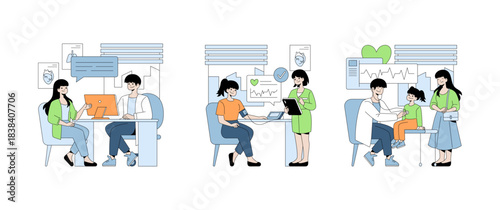 Doctor Consults Family and Monitors Patient Health