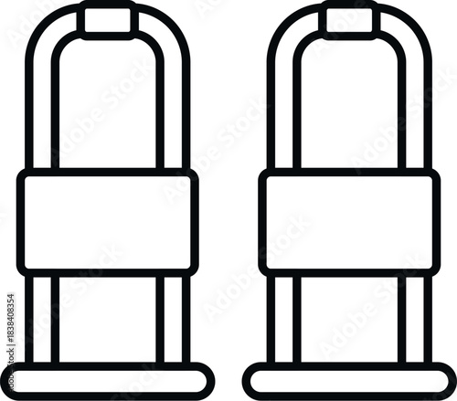 Two outlines of bicycle u locks providing security and protection on a white background