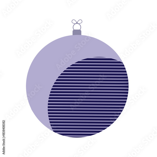 Abstract brutalism-inspired holiday bauble. Silver spherical decoration with angular geometric patterns, flat design aesthetic, and luxurious metallic accents for festive styling.