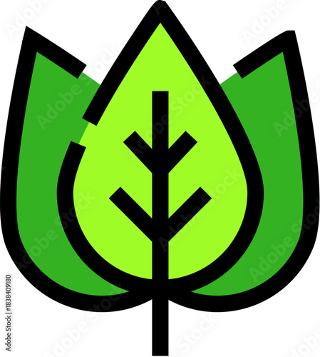 Green leaf ecological nature plant icon vector
