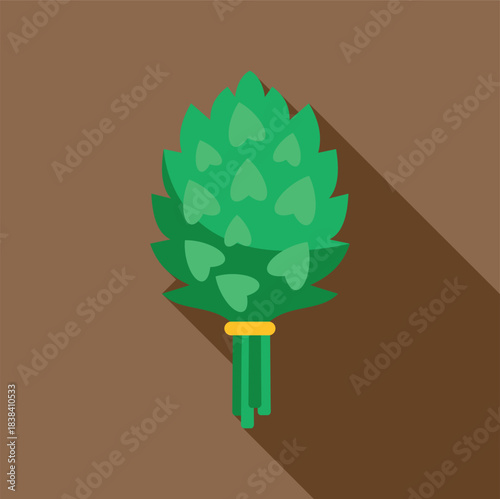 Green birch leafy broom for traditional hot steam banya rituals