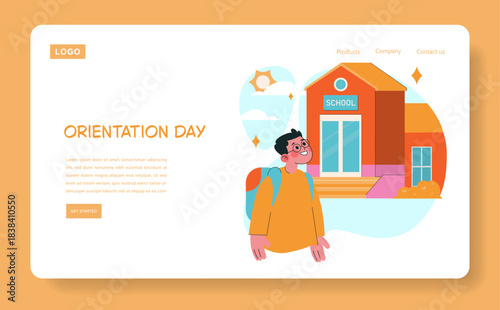 School Orientation Day Vector with Excited Student