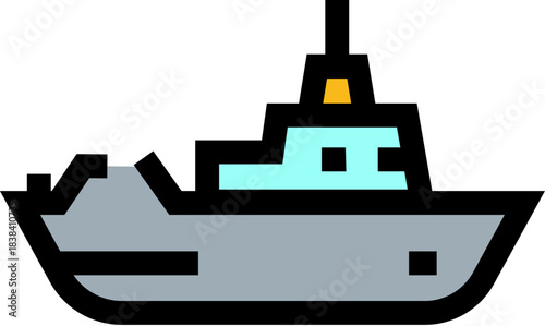 Naval warship icon representing military defense and security