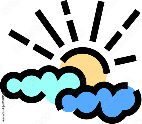 Sun breaking through clouds weather forecast icon