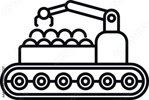 Robot arm automating production process on a factory conveyor system