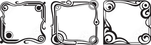Set of classic black art nouveau ornamental vintage frames borders for text decoration