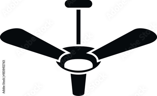 Ceiling fan silhouette providing ventilation and circulating air for comfort