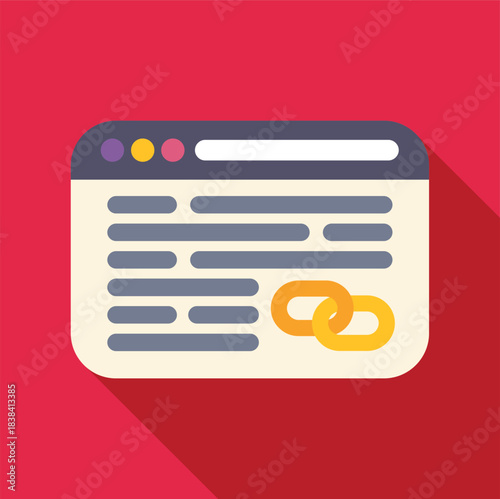 Browser window showing website content and a hyperlink chain icon