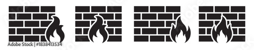 Firewall fire icon, vector illustration