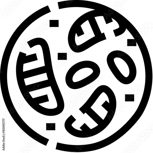 Mitochondria and cell organelles inside microscopic biology icon