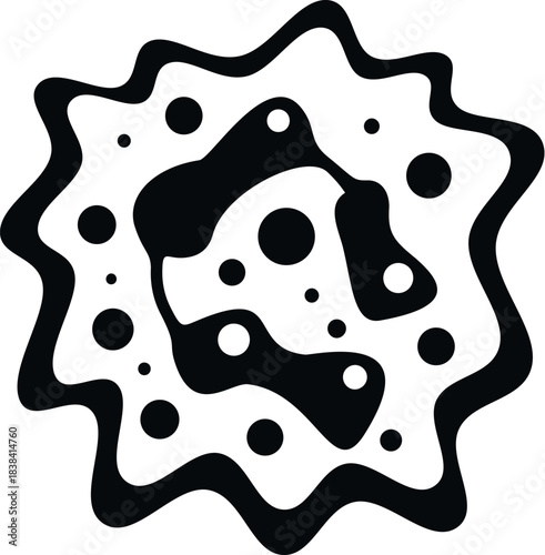 Abstract microorganism or microbe cell with a wavy outline and internal liquid shapes