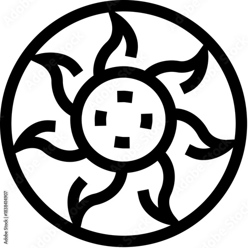 Sun celestial symbol icon in line art style