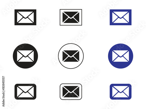 Email icon solid and outline illustration, pictogram isolated on white design element. Envelope icon stroke vector icon simple black style.