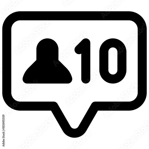 Followers. Outlined stroke vector icon with black-filled details.
