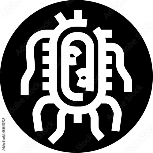 Stylized indigenous pre columbian art icon representing creature