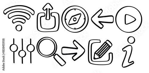 Set of hand drawn Website Interface theme Isolated Vector