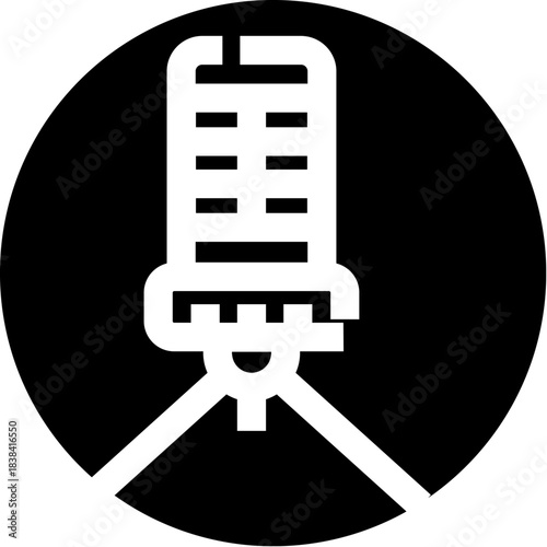 Recording microphone on stand icon for audio production