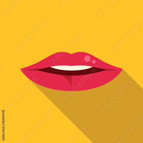 Lips with red lipstick in a pop art style graphic illustration