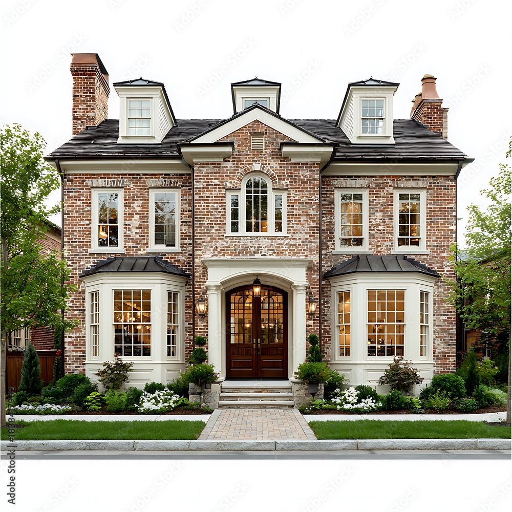 Fototapeta premium Beautiful brick house with elegant design high resolution picture