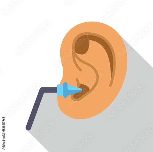 Human ear protecting hearing using a blue earplug