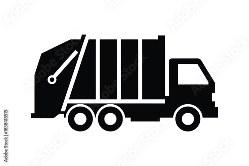 A garbage truck silhouette vector art illustration