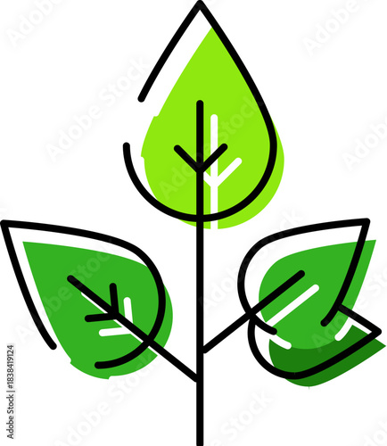 Green leaf plant icon for nature and ecology