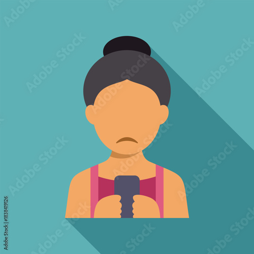 Woman feeling sad while looking at her smartphone, illustrating cyberbullying or digital stress