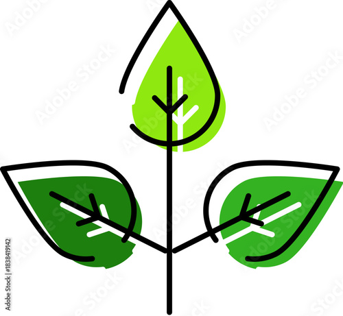 Green plant leaves natural ecology environment icon