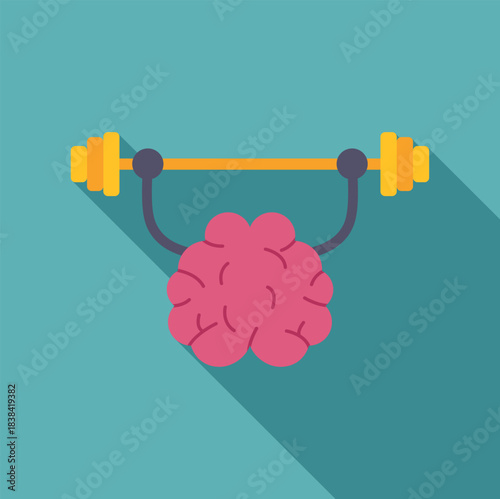 Brain lifting a barbell representing intelligence training and cognitive power