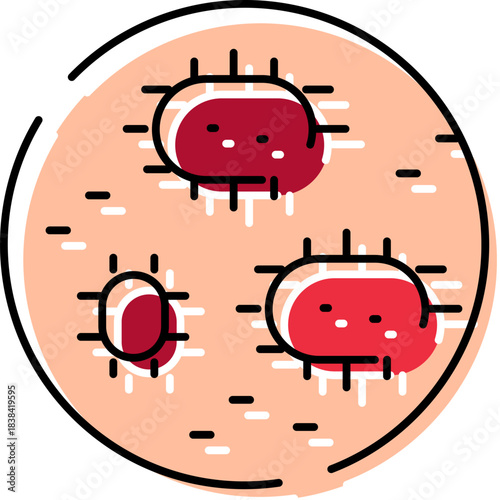 Skin rash infection illustration showing inflamed areas