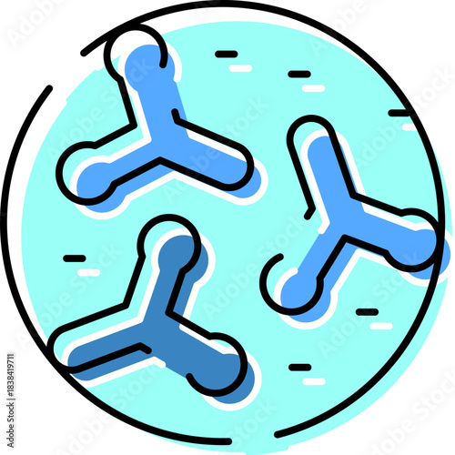 Antibodies attacking pathogens inside a cell icon