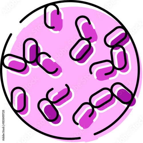 Bacteria cells multiplying inside petri dish science illustration